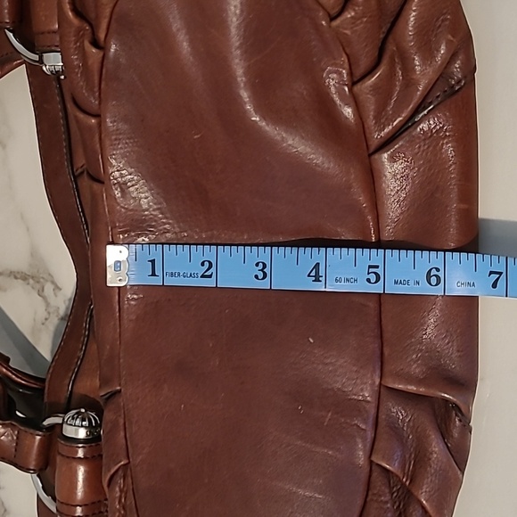 B. Makowsky Brown Leather Shoulder Bag Satchel Purse Leopard Print Lined Large - Picture 14 of 16